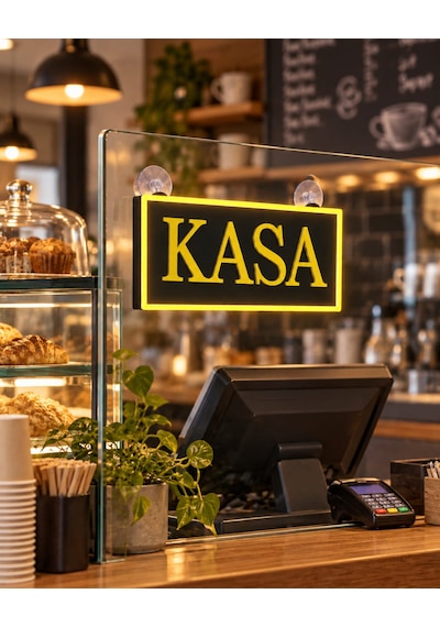 Led Işıklı Kasa Yazısı Tabela Sarı Yazılar