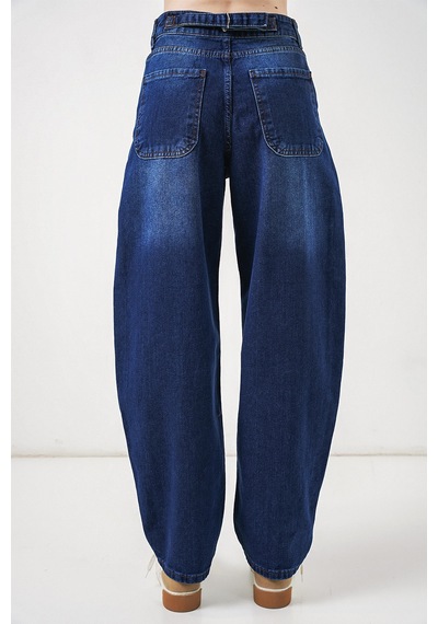 Bigdart 6689 Kadın Yüksek Bel Baggy Kot Pantolon - Lacivert