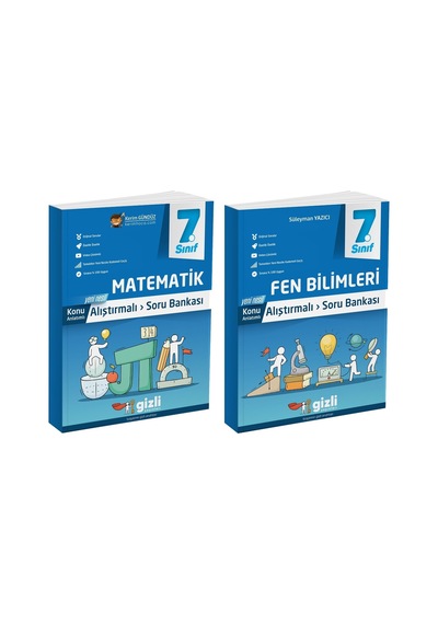 Gizli 2025 7. Sınıf Matematik + Fen Bilimleri Alıştırmalı Soru Bankası Seti 2 Kitap