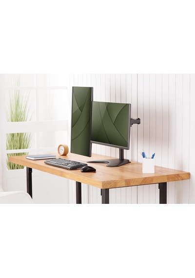 Dıgıtus Monitör Tutucu - Ayak - 2 Monitör - 32 İnçe Kadar - 2x 8 Kg'a Kadar - Vesa 75x75, 100x100 - Siyah