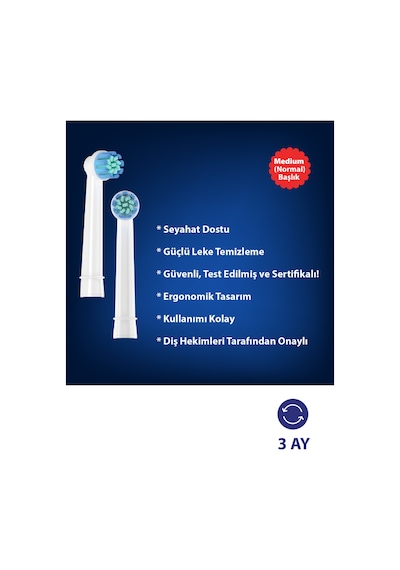 Wohler Şarjlı Ve Pilli Diş Fırçası Yedek Başlığı Oral-b Uyumlu 4 Adet Normal Sertlik