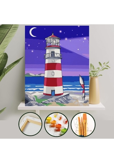 Sayılarla Boyama Tuval Seti 40X50 Cm - Deniz Feneri Sayılarla Boyama Tuval Seti 40X50 Cm - Deniz Feneri