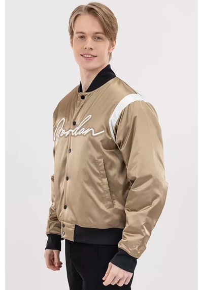 Nike Jordan Mvp Varsity Synthetic Fill Jacket Dokuma Bomber Ceket Gold Bej Bej