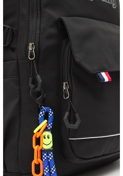 Kaff Young 51585 Black Siyah Unisex Çok Cepli Anahtarlık Aksesuarlı Suya Dayanıklı Sırt Çantası