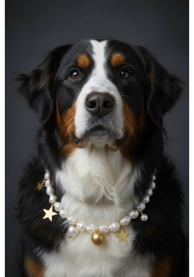 İncili Köpek Kolye- Tasma - Collar Beyaz