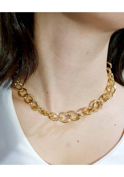 Lak Kaplama Kalın Zincir Kolye Gold 463952105 Altın