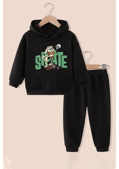 Uyguntarz Çocuk All Day Rabbit Eşofman Takımı Siyah