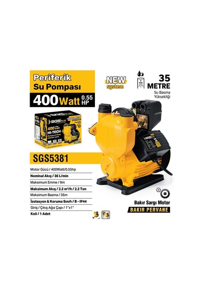 Sgs Periferik Su Pompası 400 Watt 0.55 Hp Sgs5381