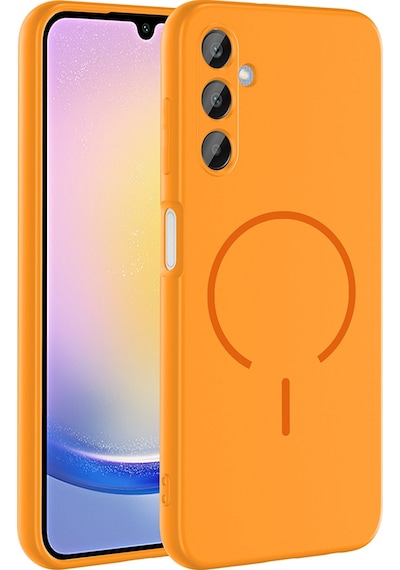 Samsung Uyumlu Galaxy A15 Kılıf M-safe Şarj Özellikli Zore Meta Kapak Mürdüm