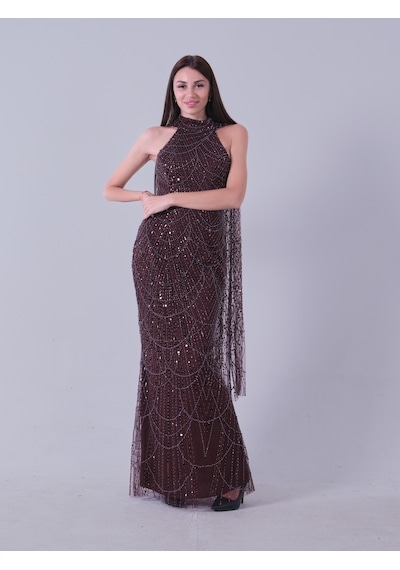 Feminist Kahve Boyundan Pelerin Detaylı Pul Payet İşlemeli Straplez Abiye 9705827 Kahverengi Feminist Kahve Boyundan Pelerin Detaylı Pul Payet İşlemeli Straplez Abiye 9705827 Kahverengi