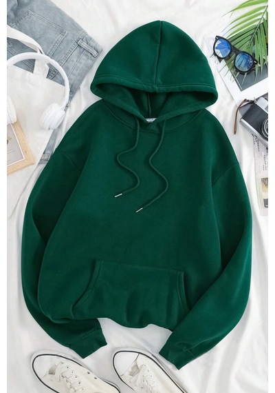 Oceans Baskılı Oversize Sweatshirt Yeşil