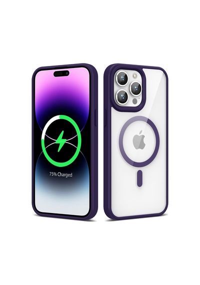 Zore Apple iPhone Uyumlu 14 Pro Max Kılıf Magsafe Wireless Şarj Özellikli Silikon Omsy Ege Kapak - Açık Mavi