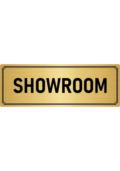Metal Yönlendirme Levhası, Departman Kapı İsimliği Showroom 10x20 cm Altın Renk