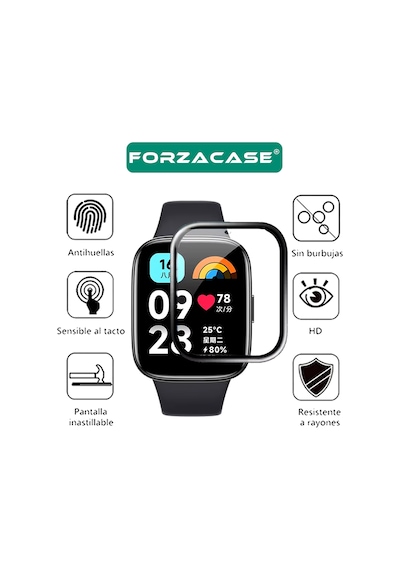 Forzacase Xiaomi Redmi Watch 5 Active İçin Çerçeveli Tam Kaplayan 3d Pet Ekran Koruyucu Film - Fc016 Şeffaf