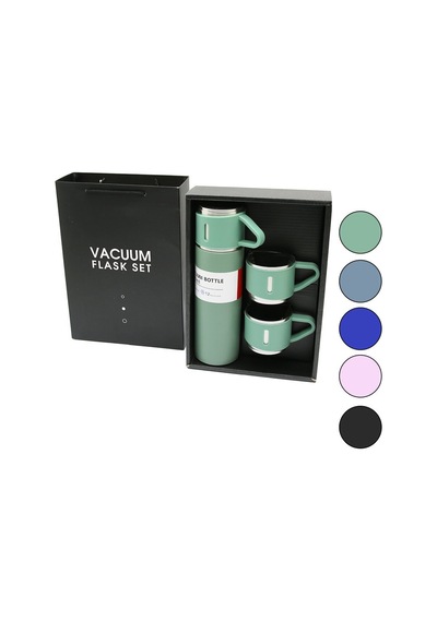 Mek-015 Vacuum Flask Çelik Termos Seti 500 Ml - Çantalı 3 Bardaklı Renkli