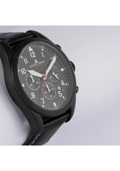 Jacques Lemans Sport Jl.42-2f Quartz Deri Siyah 10 Atm 42 Mm Erkek Kol Saati Siyah