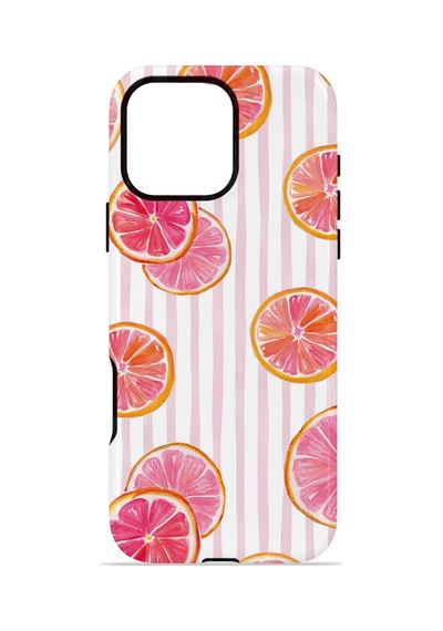 Apple iPhone Uyumlu 16 Pro Max Vorian Çift Katmanlı Kılıf Pink Grapefruit Garden