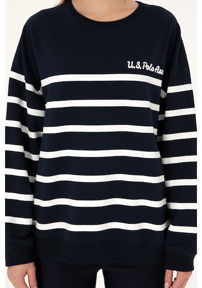 U.S. Polo Assn. Kadın Lacivert Çizgili Bisiklet Yaka Sweatshirt 50297279-VR033 U.S. Polo Assn. Kadın Lacivert Çizgili Bisiklet Yaka Sweatshirt 50297279-VR033