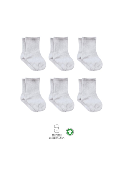 Bistyle 6'lı Penye Düz Soket Çorap Bs6008 Gri Melanj 001