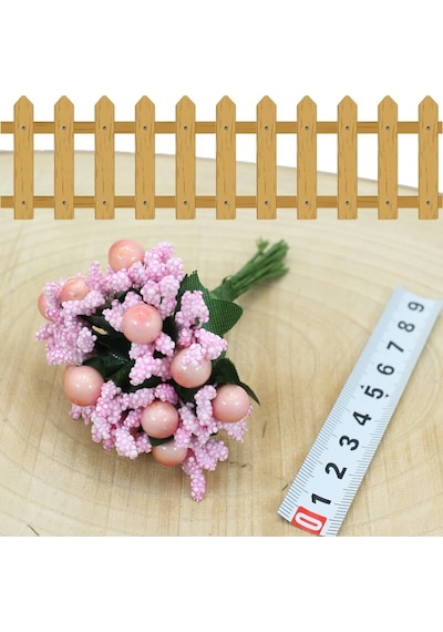Yapay Çiçek, 12 Adetli Tomurcuk Cipso Demeti -  10 cm, Pembe