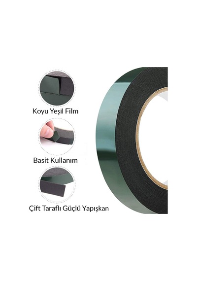 Çift Taraflı Köpük Bant Eva Montaj Bandı Siyah 24 Mm X 10 Metre