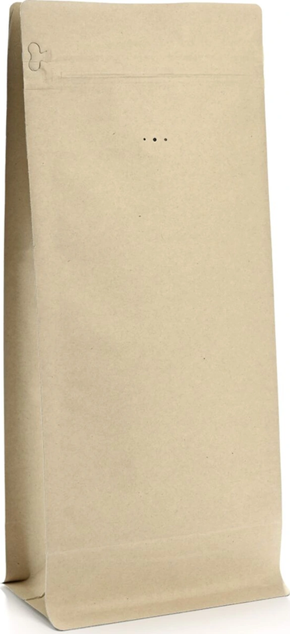 Valfli Flat Bottom Açık Kraft Alüminyum Önden Kilitli Ambalaj 14x33+5 Cm-1000 Gr. 400 Adet