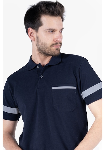 Polo Yaka Reflektörlü T-shirt Lacivert