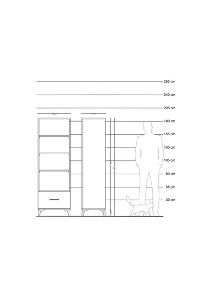 Hyperion Dolap 4 Raflı Tek Çekmeceli 88x44x182 Çam-çam Atlas Çam