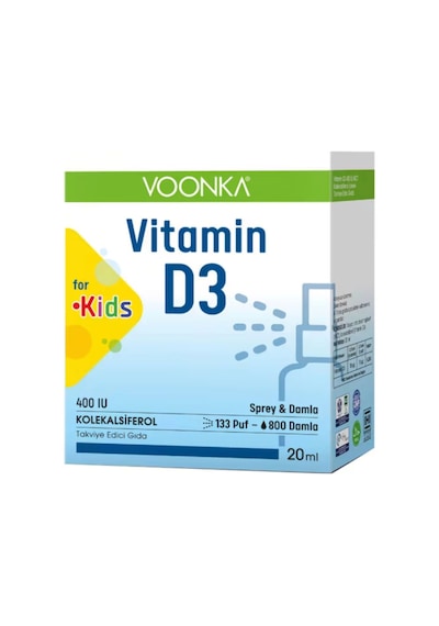Voonka Vitamin D3 400 Iu Kids Sprey 20 Ml