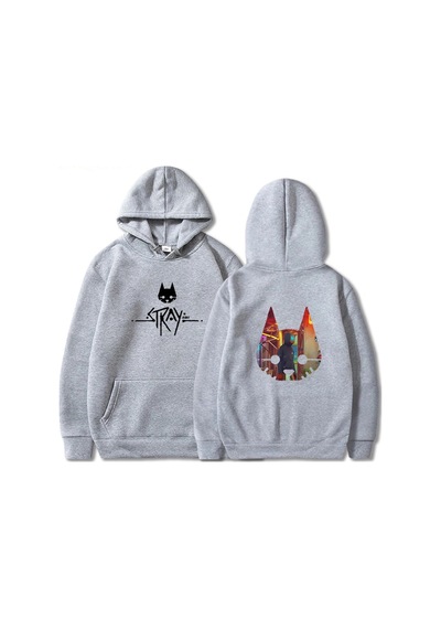 Startmore Beyaz Kaçak Oyun Kedi Anime Hoodie Sıcak Oyuni Büyük Boy Ti Gri