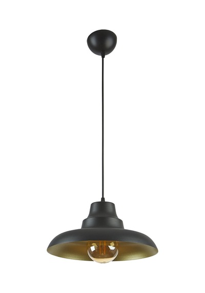 Carmen Özel Tasarım Çap 30 Cm Modern Salon - Mutfak - Cafe Siyah Içi Gold Tekli Sarkıt Avize Siyah Gold Siyah Gold