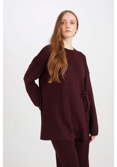 DeFacto Regular Fit Bisiklet Yaka Bağlamalı Basic Düz Triko Kazak Tunik D7508AX24WNBR171 Bordo DeFacto Regular Fit Bisiklet Yaka Bağlamalı Basic Düz Triko Kazak Tunik D7508AX24WNBR171 Bordo