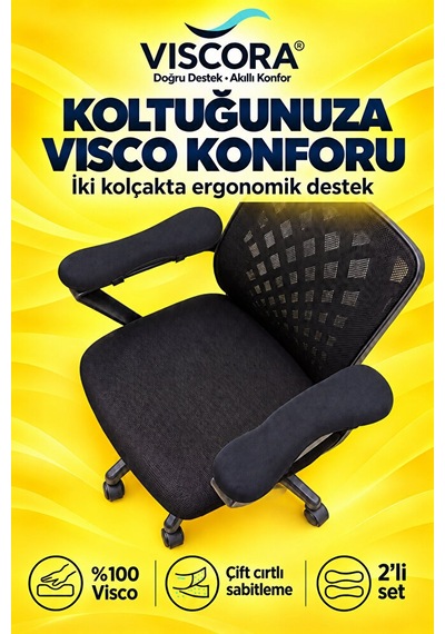 Visco Kolçak Destek Pedi 2 Li Ofis Koltuğu İçin Cırtlı Dirsek Ve Bilek Destek Minderi Siyah Visco Kolçak Destek Pedi 2 Li Ofis Koltuğu İçin Cırtlı Dirsek Ve Bilek Destek Minderi Siyah