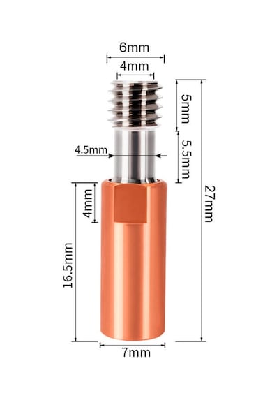 Koodmax MK8/CR10 Titanyum Alaşımlı Barel - M7x27MM - 4.1MM