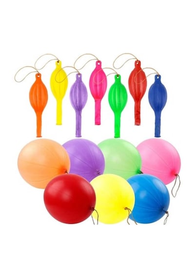 Lastikli Balon 100'lü Ipli Zıpzıp Atom Balon Punch Panç Balon Büyük Boy Renkli Balon 100 Adet Çok Renkli