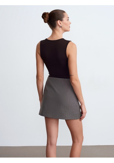 Dilvin 32835 V Yaka Bodysuit-koyu Kahve