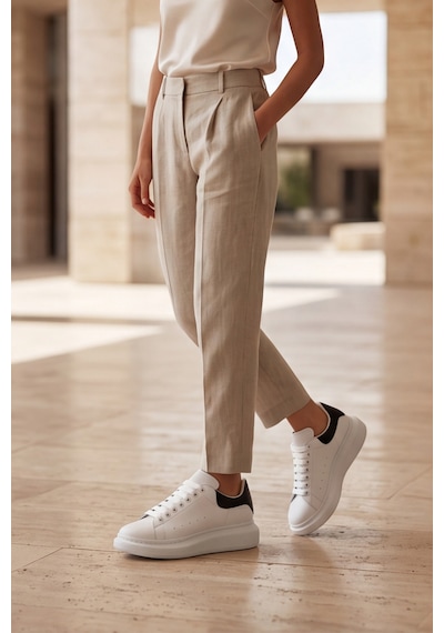 Liaquenn - Rahat Ve Hafif Yüksek Tabanlı Yürüyüş Günlük Spor Giy Çık Unisex Beyaz-siyah Sneaker ... Beyaz Siyah