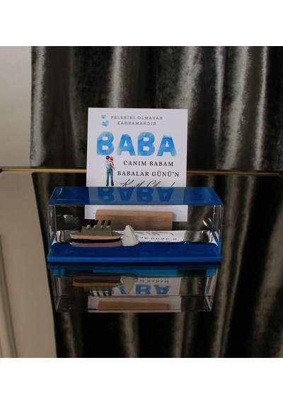 Babalar Günü'ne Özel Batmayan Gemi & Babalar Günü Gift Kart Ve Ahşap Not Tutucu
