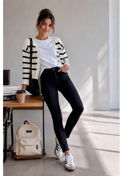 Bb Butik Basic Yüksek Bel Full Likra Dar Paça Skinny Jean Pantolon Dn0989 siyah
