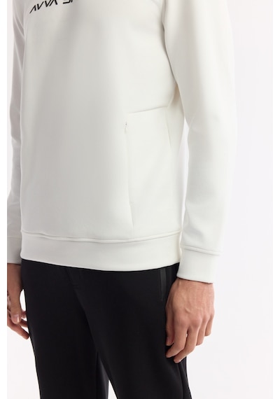 Avva Erkek Ekru Bisiklet Yaka Baskılı Bi-stretch İnterlok Regular Fit Sweatshirt A51y1208