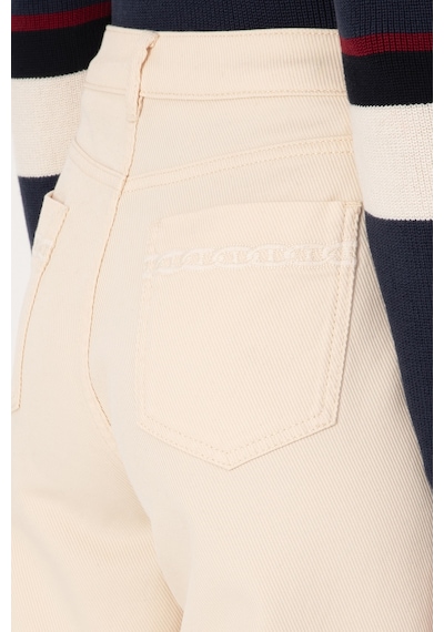 U.S. Polo Assn. Kadın Krem Loose Fit Kanvas Pantolon 50309351-VR256