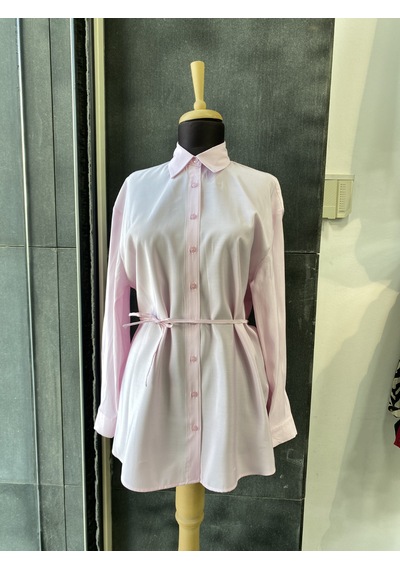Pera Moda Çok Yönlü Bağlanabilir Oversize Gömlek Pembe