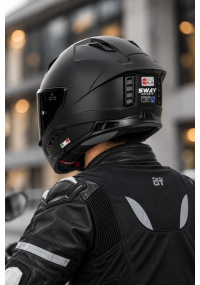 Sway 868 Renkli Vizör & Spoiler Kanat & Güneş Vizör Kask Siyah