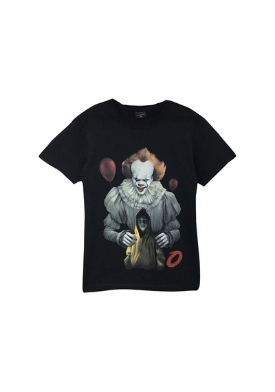 I.t Baskılı Unisex %100 Pamuk Siyah T-shirt SIYAH