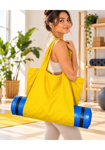 Mat Taşıma Çantası Yoga Fitness Silindir Antrenman Çantası - Çantalı Fermuarlı Mat Taşıma Çantası Sarı