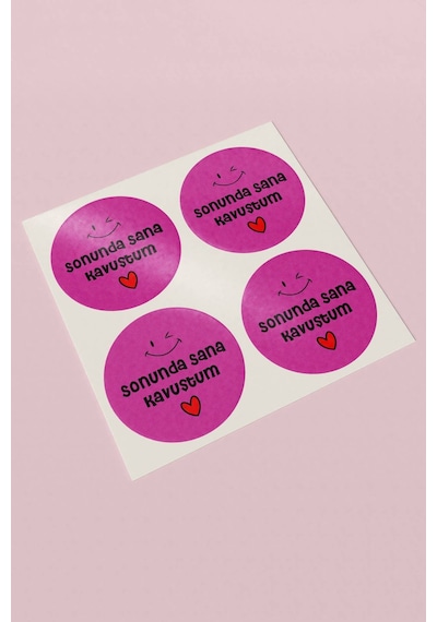 Sonunda Sana Kavuştum Fuşya Sticker 3x3cm St2345 Çok Renkli