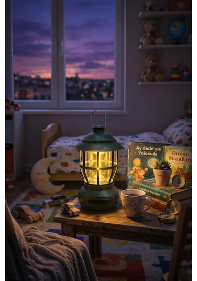 Glr L792br Retro Tasarım Şarjlı Kamp Lambası - 250 Lümen Vintage Fener Yeşil
