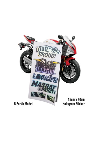 5li Hologram Set - Motosiklet Kelebek Cam Uyumlu Sticker