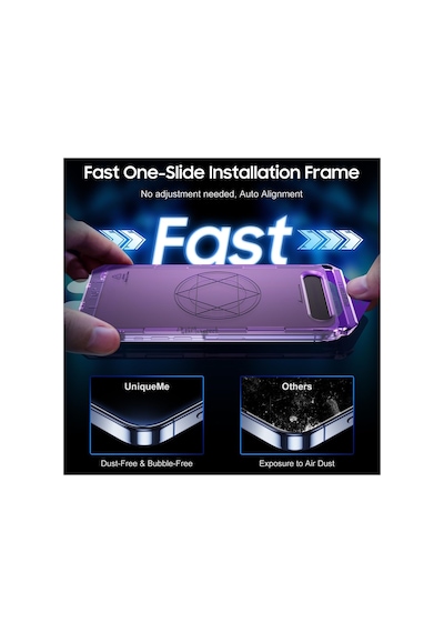 Apple iPhone Uyumlu 15 Pro Max Ekran Koruyucu Hayalet Cam Otomatik Kolay Kurulum Aparatlı Ekran Camı Fit-easy