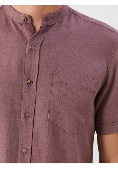 Lcwaıkıkı Classic Bordo Regular Fit Hakim Yaka Kısa Kollu Erkek Gömlek